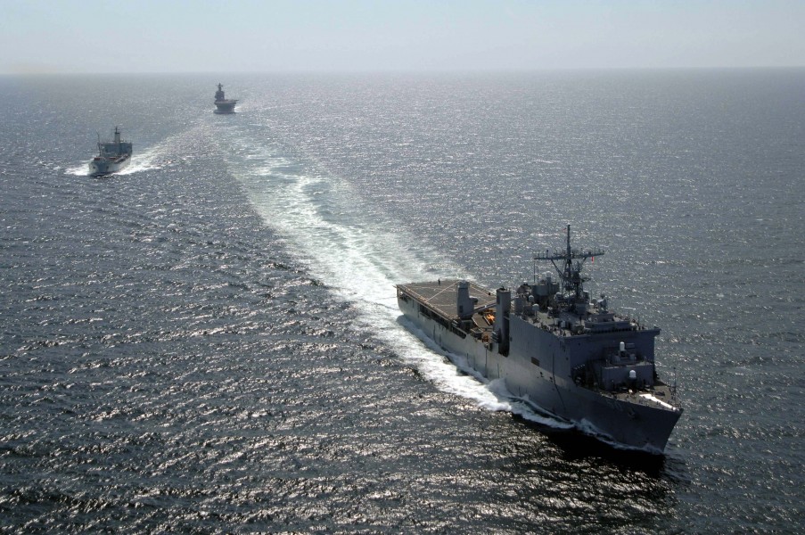 US Navy 060219-N-4374S-006 The amphibious dock landing ship USS Carter Hall (LSD 50) breaks away following a replenishment at sea (RAS) 