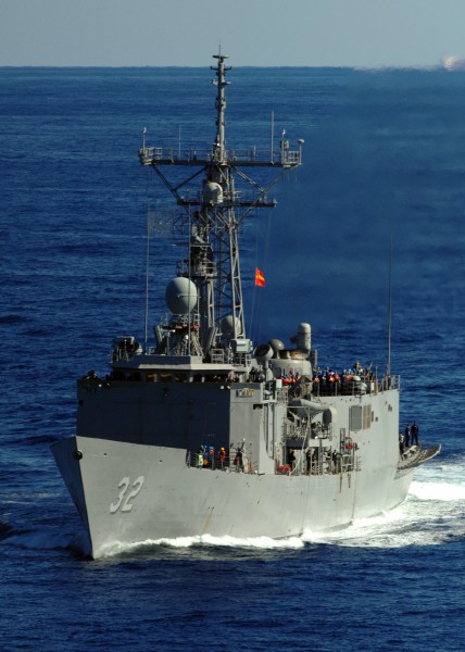 US Navy 060316-N-0119G-110 The guided-missile frigate USS John L. Hall (FFG 32) transit the Atlantic Ocean prior to conducting a connected replenishment (CONREP)