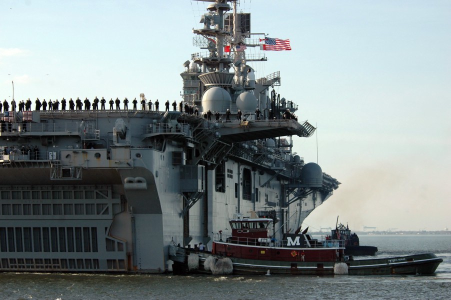US Navy 070104-N-4515N-056 Amphibious assault ship USS Bataan (LHD 5) departs Naval Station Norfolk in support of maritime security operations