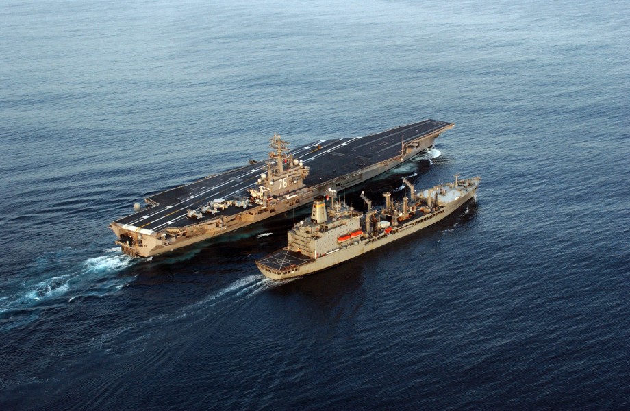US Navy 070128-N-4776G-282 Military Sealift Command (MSC) underway replenishment oiler USNS Yukon (T-AO 202) transfers JP-5 to USS Ronald Reagan (CVN 76) during a refueling at sea