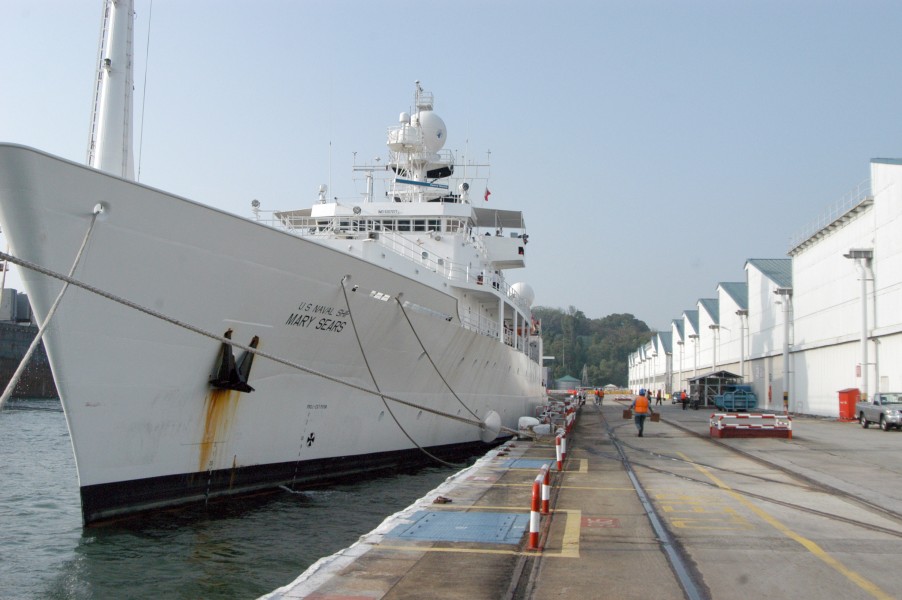 US Navy 070129-N-5747D-001 The Military Sealift Command (MSC) oceanographic survey ship USNS Mary Sears (T-AGS 65) shown moored in Singapore