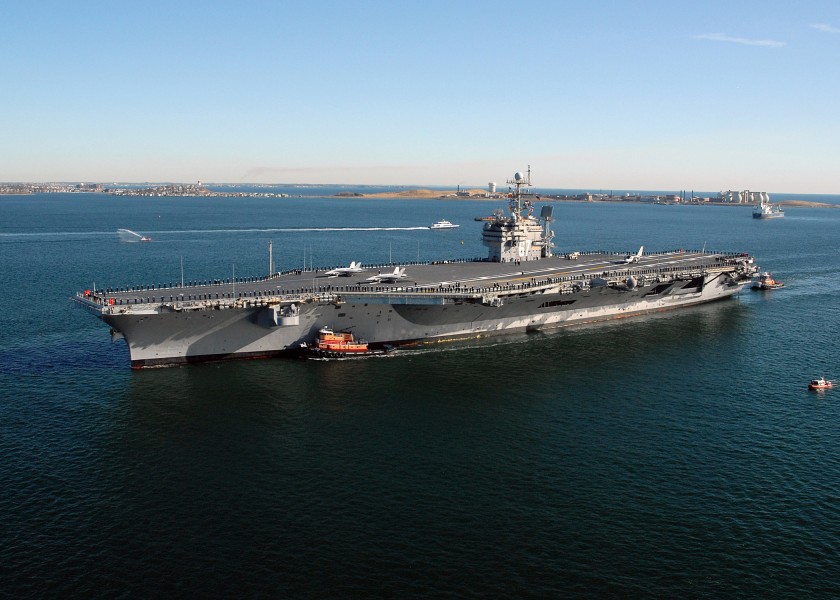 US Navy 070301-N-4565G-008 Celebrating 38 years of distinguished service, USS John F. Kennedy (CV 67) enters Boston for her final port visit before decommissioning