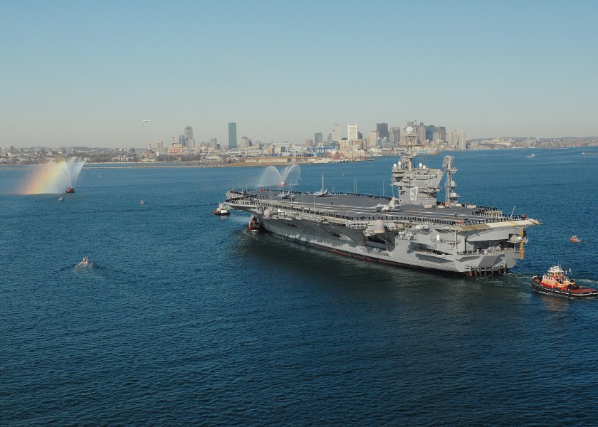 US Navy 070301-N-4565G-012 Celebrating 38 years of distinguished service, USS John F. Kennedy (CV 67) enters Boston for her final port visit before decommissioning