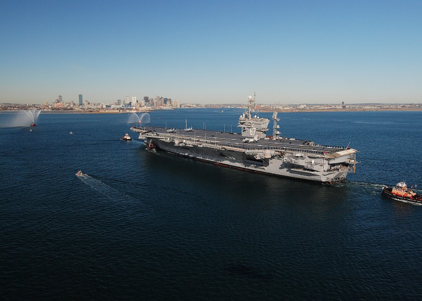 US Navy 070301-N-4565G-014 Celebrating 38 years of distinguished service, USS John F. Kennedy (CV 67) enters Boston for her final port visit before decommissioning