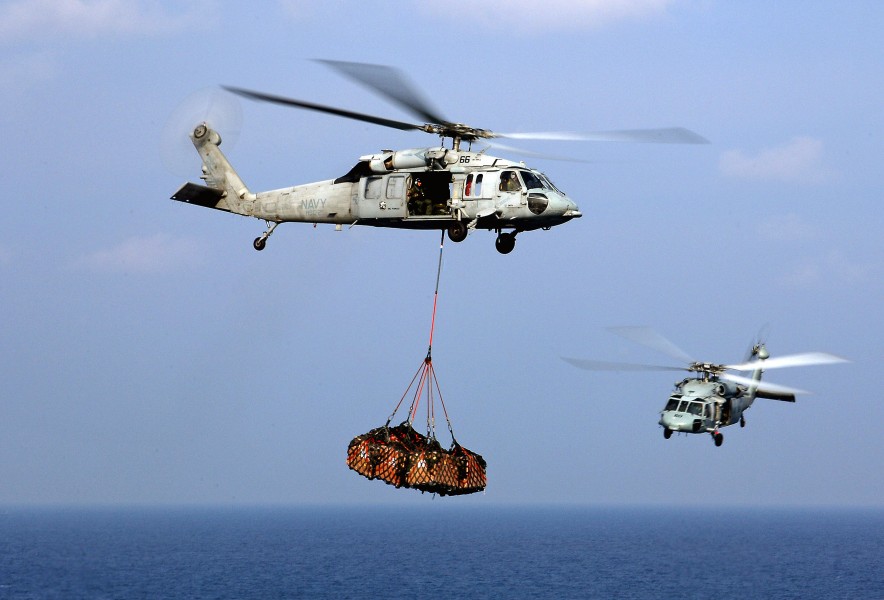 US Navy 071209-N-7643B-001 Two SH-60 Seahawk helicopters attached to the 