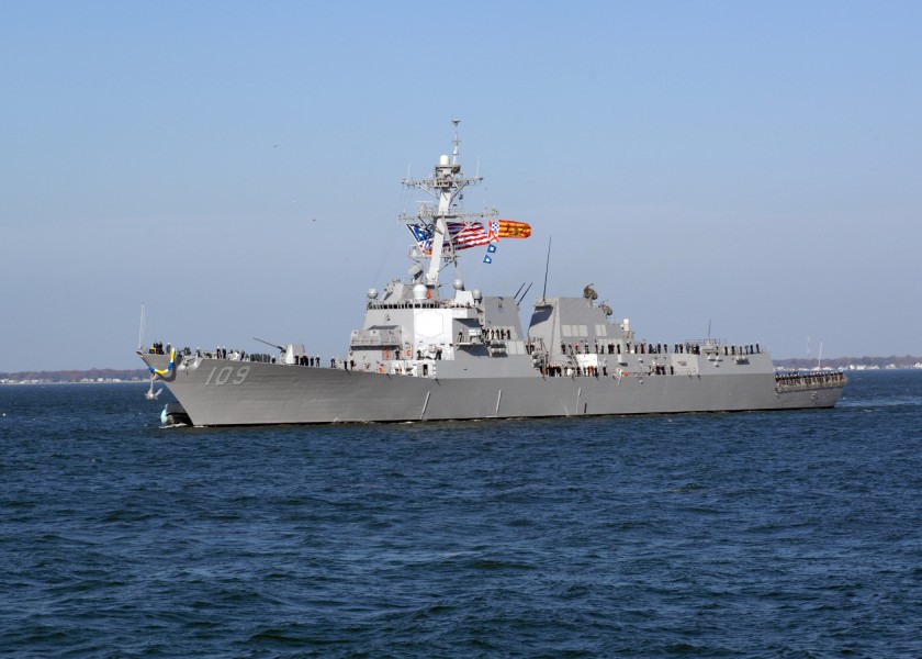 US Navy 101123-N-5292M-186 The newly commissioned guided-missile destroyer USS Jason Dunham (DDG 109) arrives to its new homeport of Naval Station 