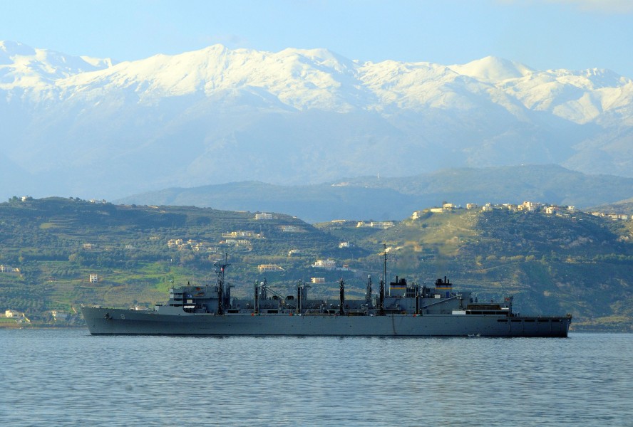 US Navy 110211-N-M0201-044 The Military Sealift Command fast combat support ship USNS Arctic (T-AOE 8) departs Souda Bay after a scheduled port vis
