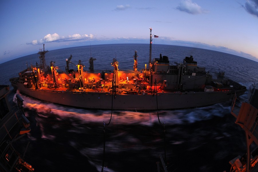 US Navy 111018-N-RY232-001 The Military Sealift Command fast combat support ship USNS Arctic (T-AOE 8) transits alongside USS Dwight D. Eisenhower 