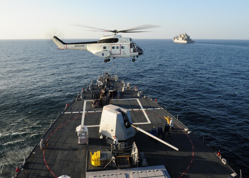 US Navy 111224-N-ED900-655 An SA330J Puma helicopter from the Military Sealift Command dry cargo ammunition ship USNS Richard E. Byrd (T-AKE 4) tra