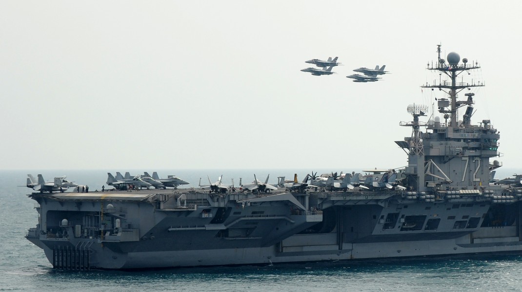 US Navy 120209-N-VO377-402 F-A-18F Super Hornets assigned to the Bounty Hunters of Strike Fighter Squadron (VFA) 2 fly in formation above the Nimi