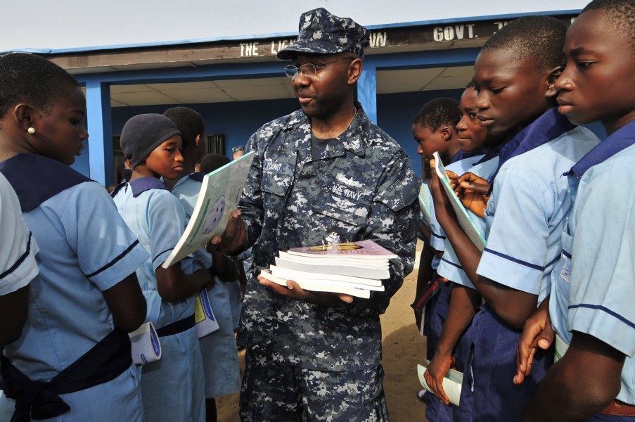 US Navy 120216-N-IZ292-053 Interior Communications Electrician 1st Class David Young, assigned to the guided-missile frigate USS Simpson (FFG 56), 