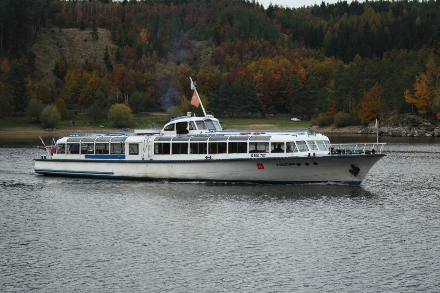 Vysočina ship floating by Dalešice Reservoir