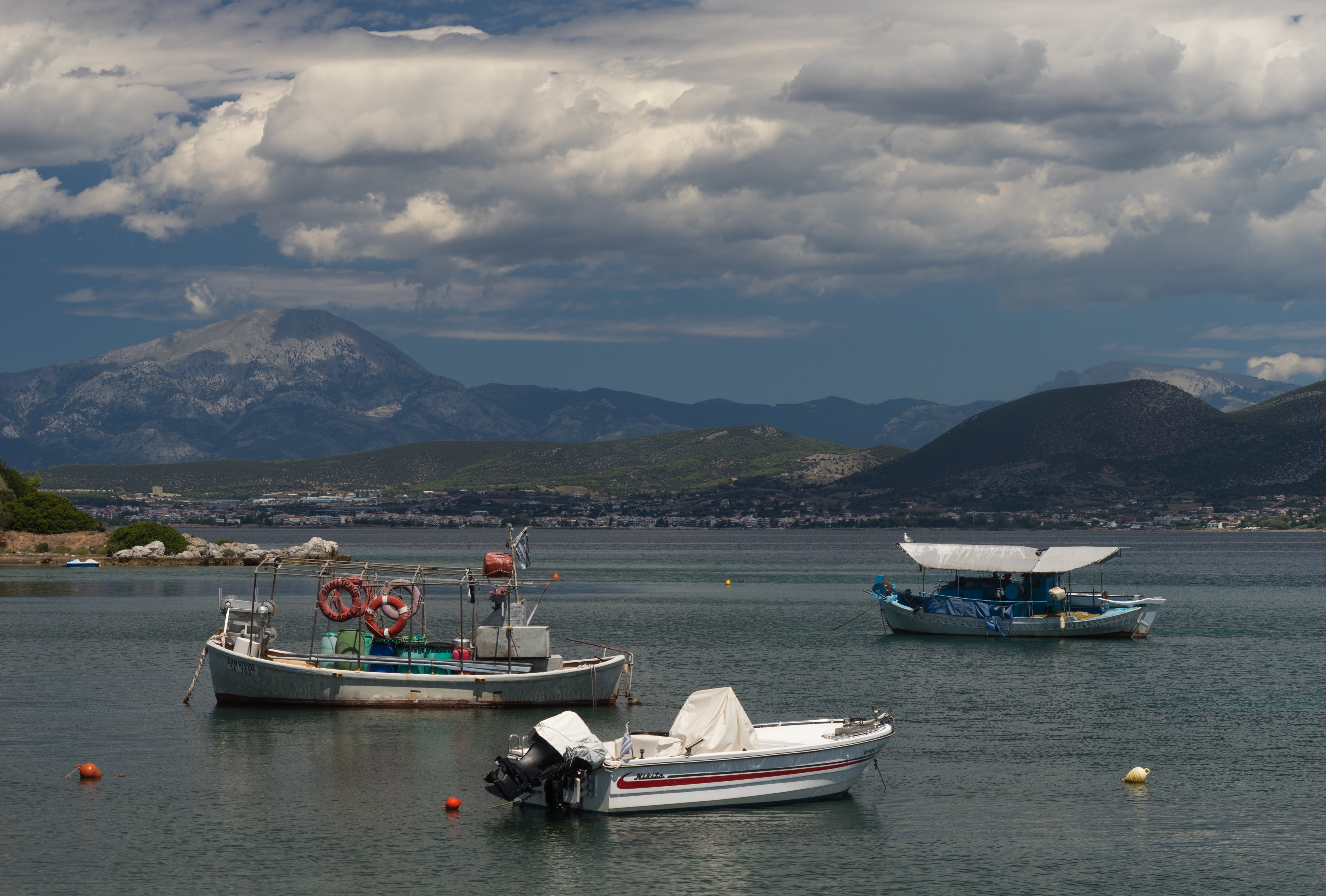 Agios Minas bay Chalkida boats storm Greece