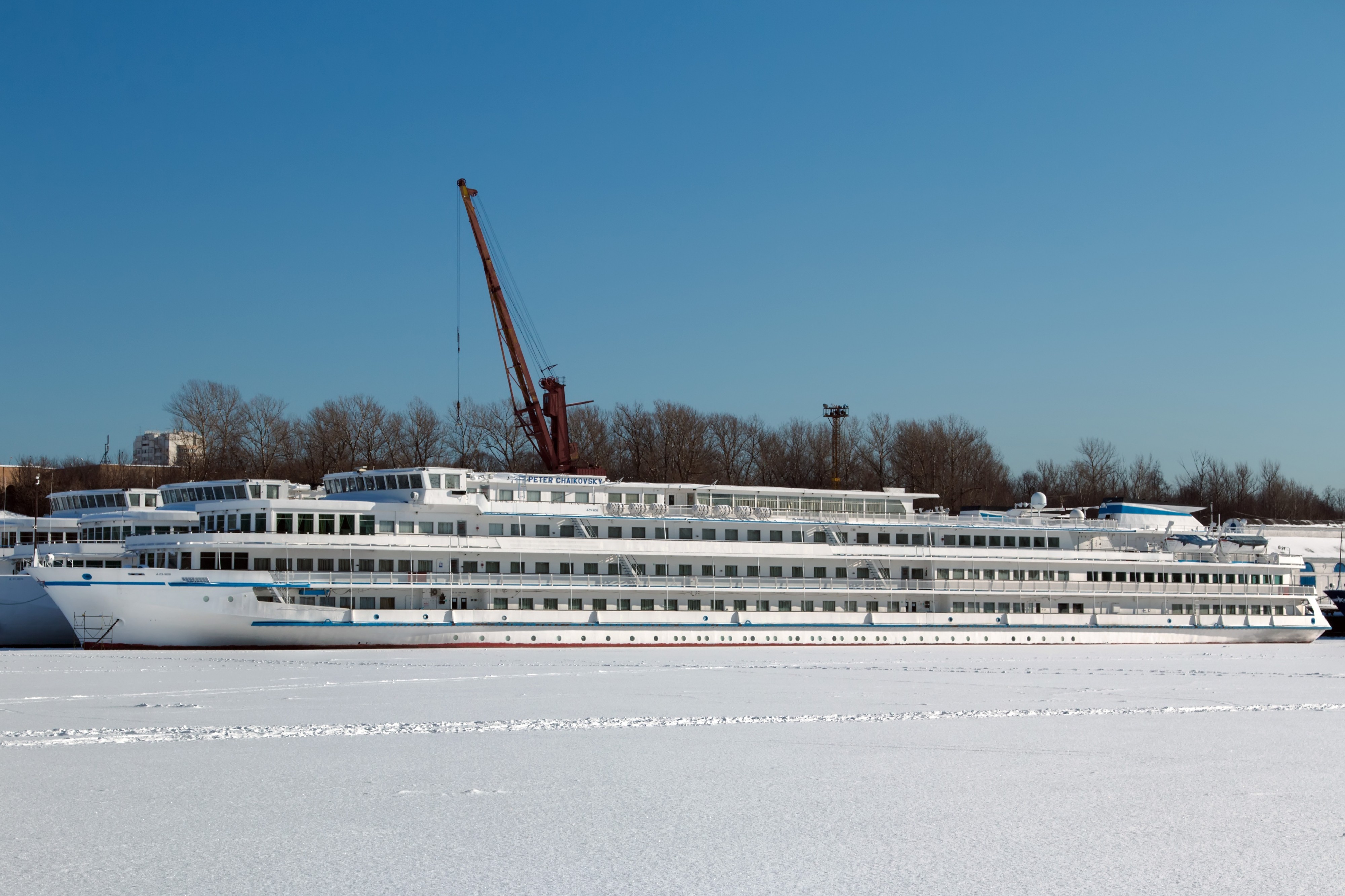 Peter Chaikovsky in Winter at Moscow North River Port Port View 10-feb-2015 01