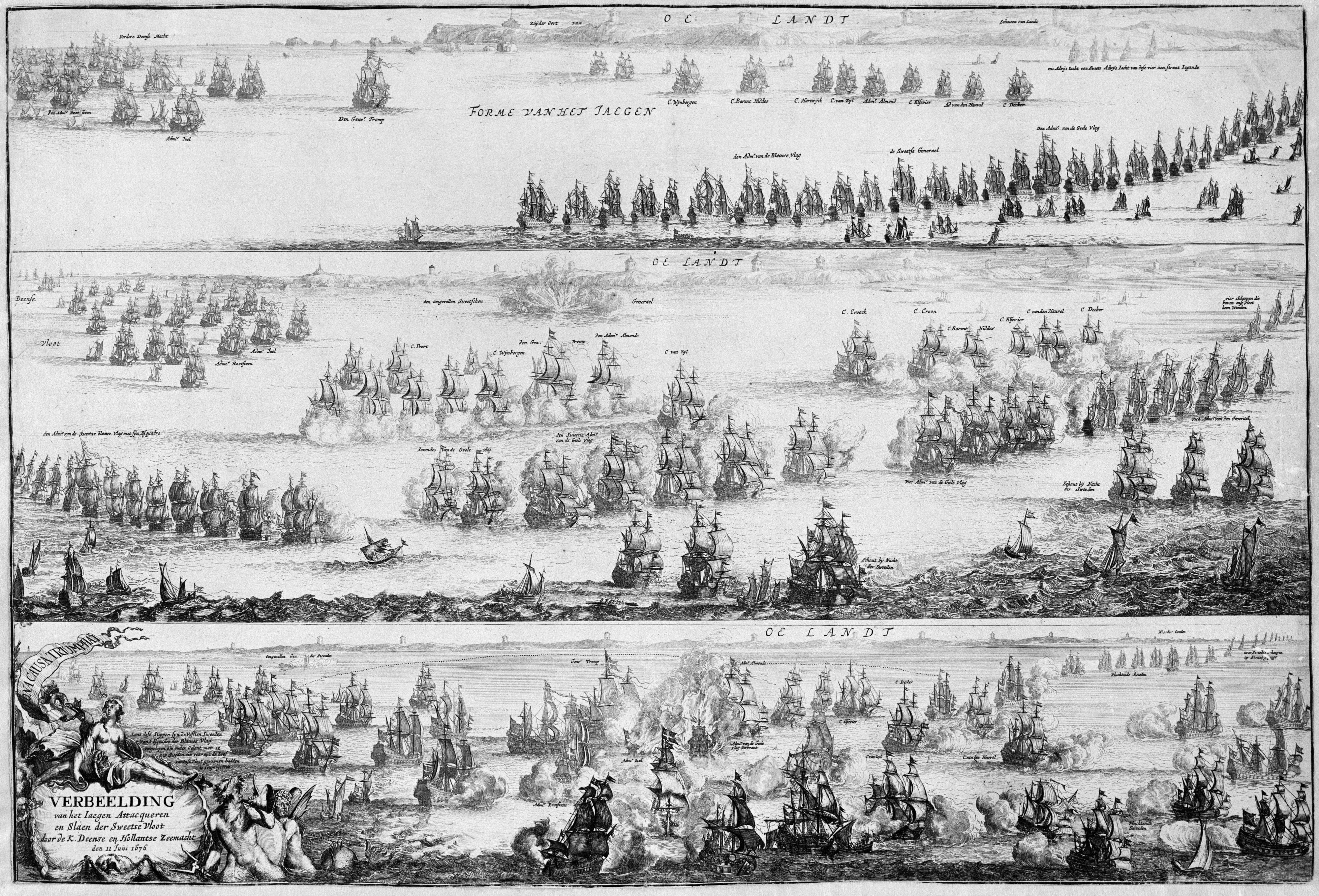 Slag bij Öland - Battle of Öland in 1676 (Romeyn de Hooghe)