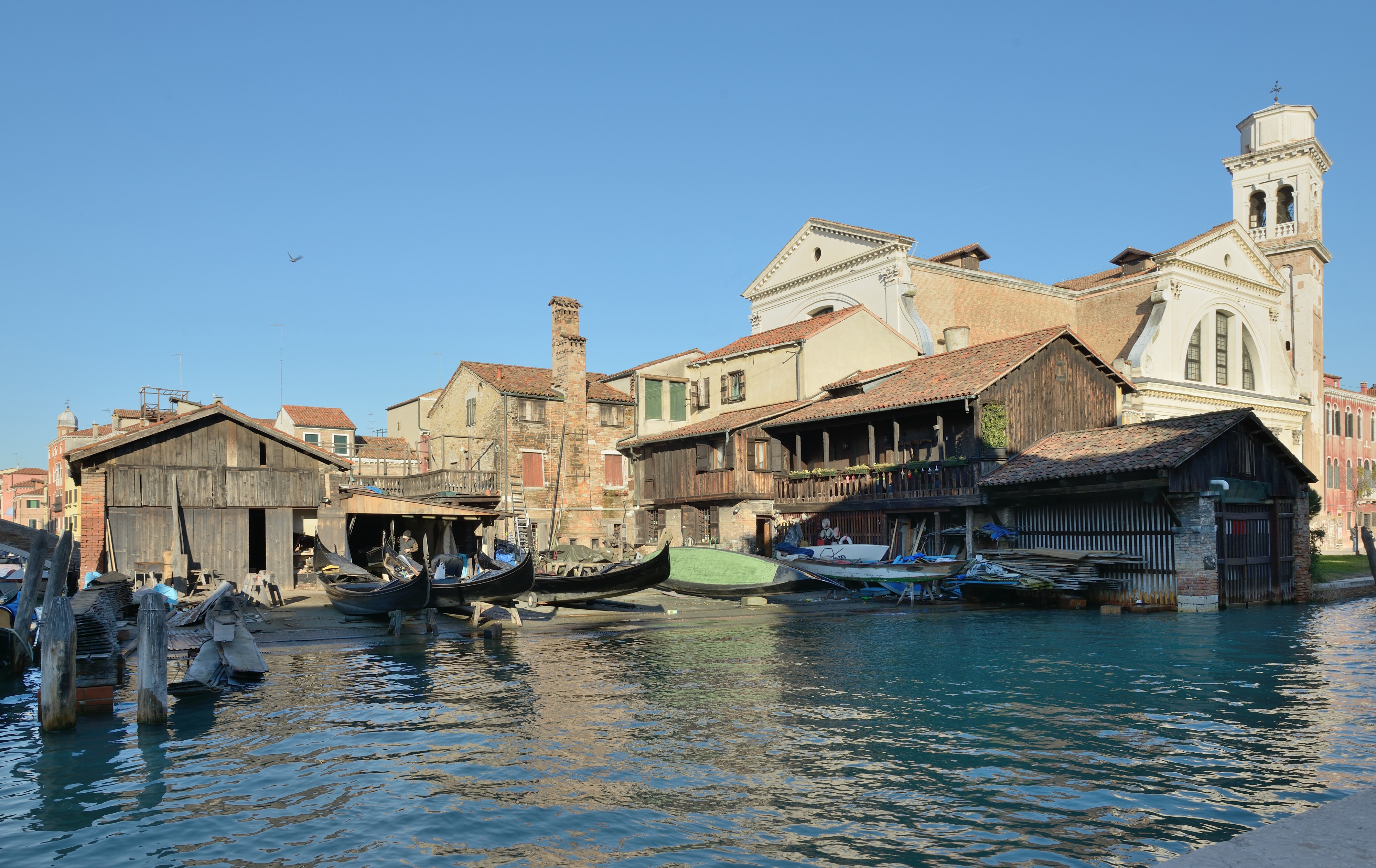 The squero San Trovaso and church in Venice