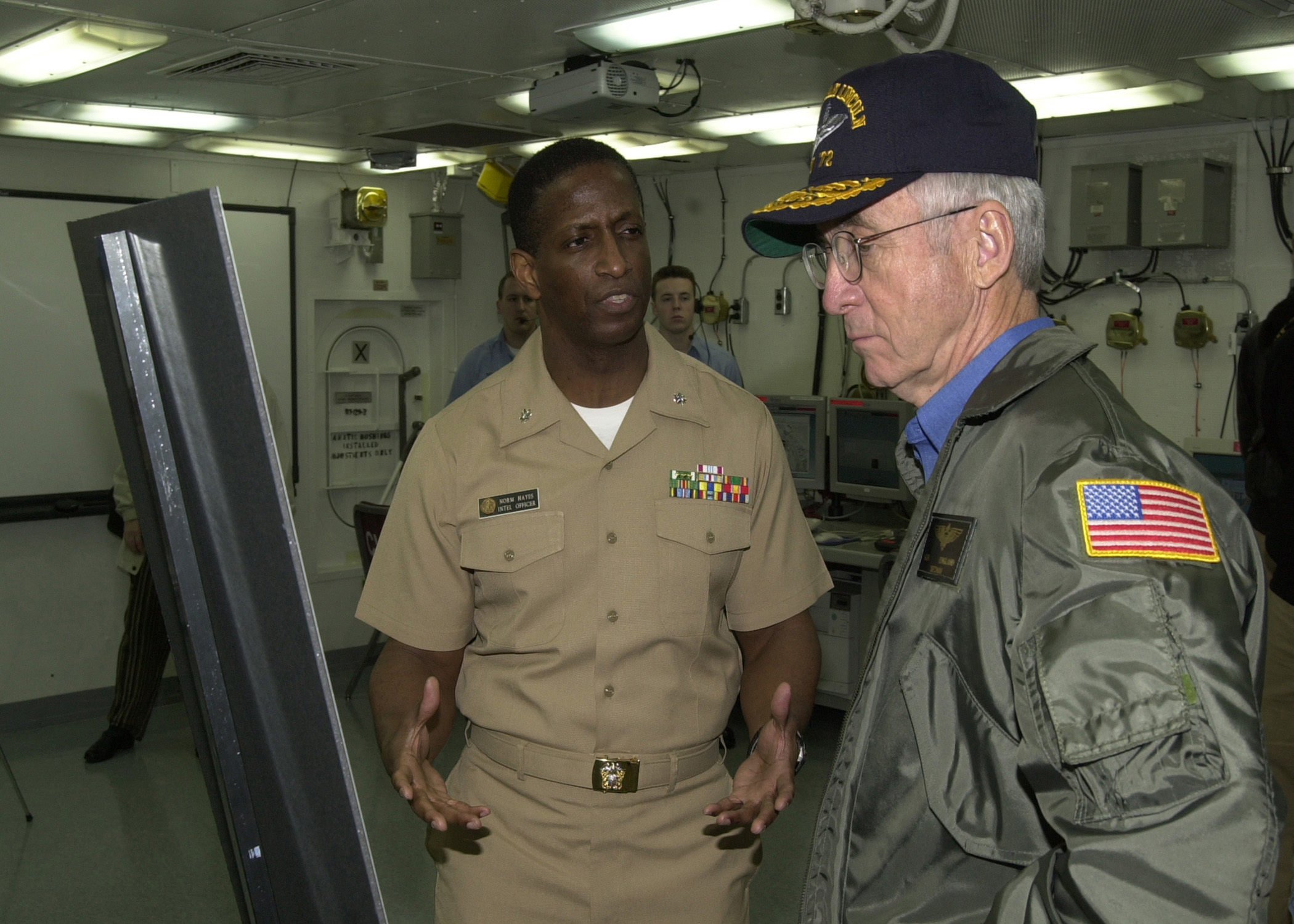 US Navy 020405-N-6817C-003 USS Lincoln - SECNAV visit