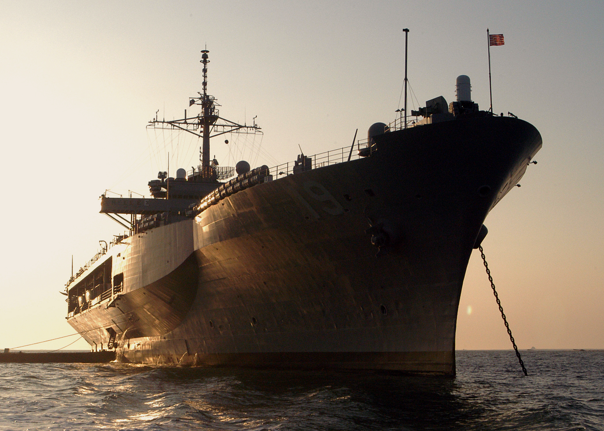 US Navy 030811-N-9860Y-009 The amphibious command ship USS Blue Ridge (LCC-JCC 19) sits anchored in Pyongtaek Bay