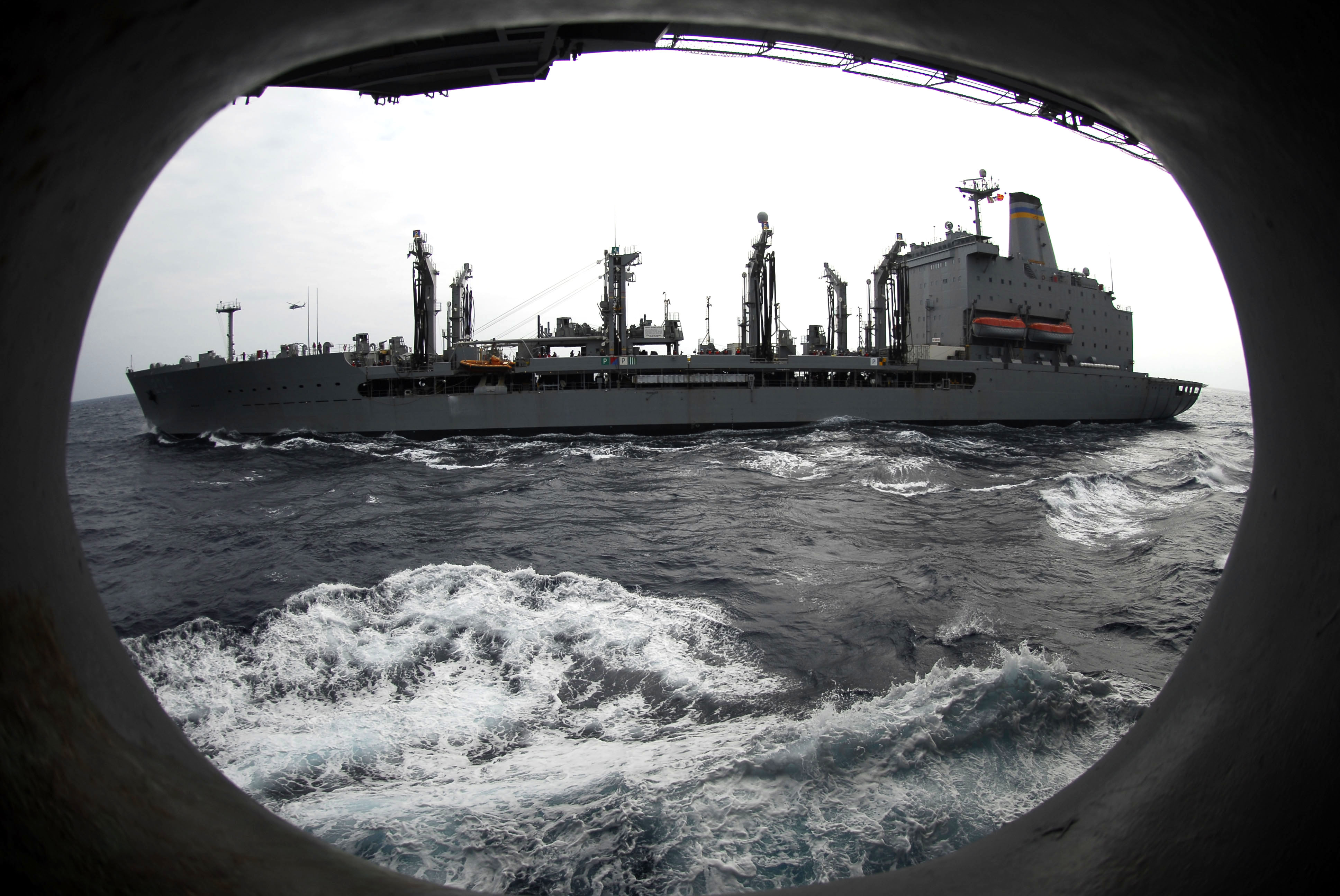 US Navy 061030-N-8591H-008 USS Kitty Hawk (CV 63) pulls alongside the Military Sealift Command underway replenishment oilier USNS Rappahannock (T-AO 204) before taking on fuel