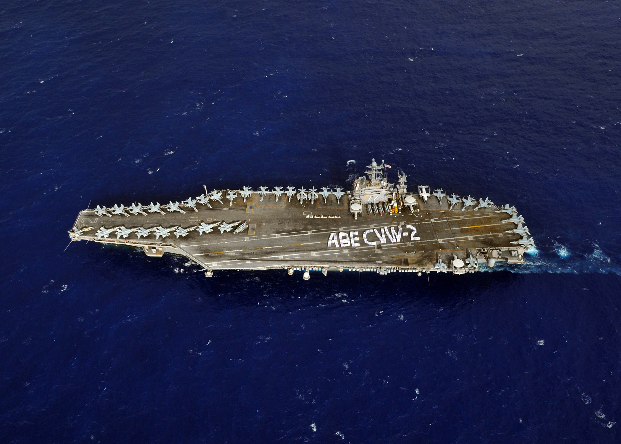 US Navy 080927-N-7981E-800 ailors assigned to the aircraft carrier USS Abraham Lincoln (CVN 72) and Carrier Air Wing (CVW) 2 participate in a 