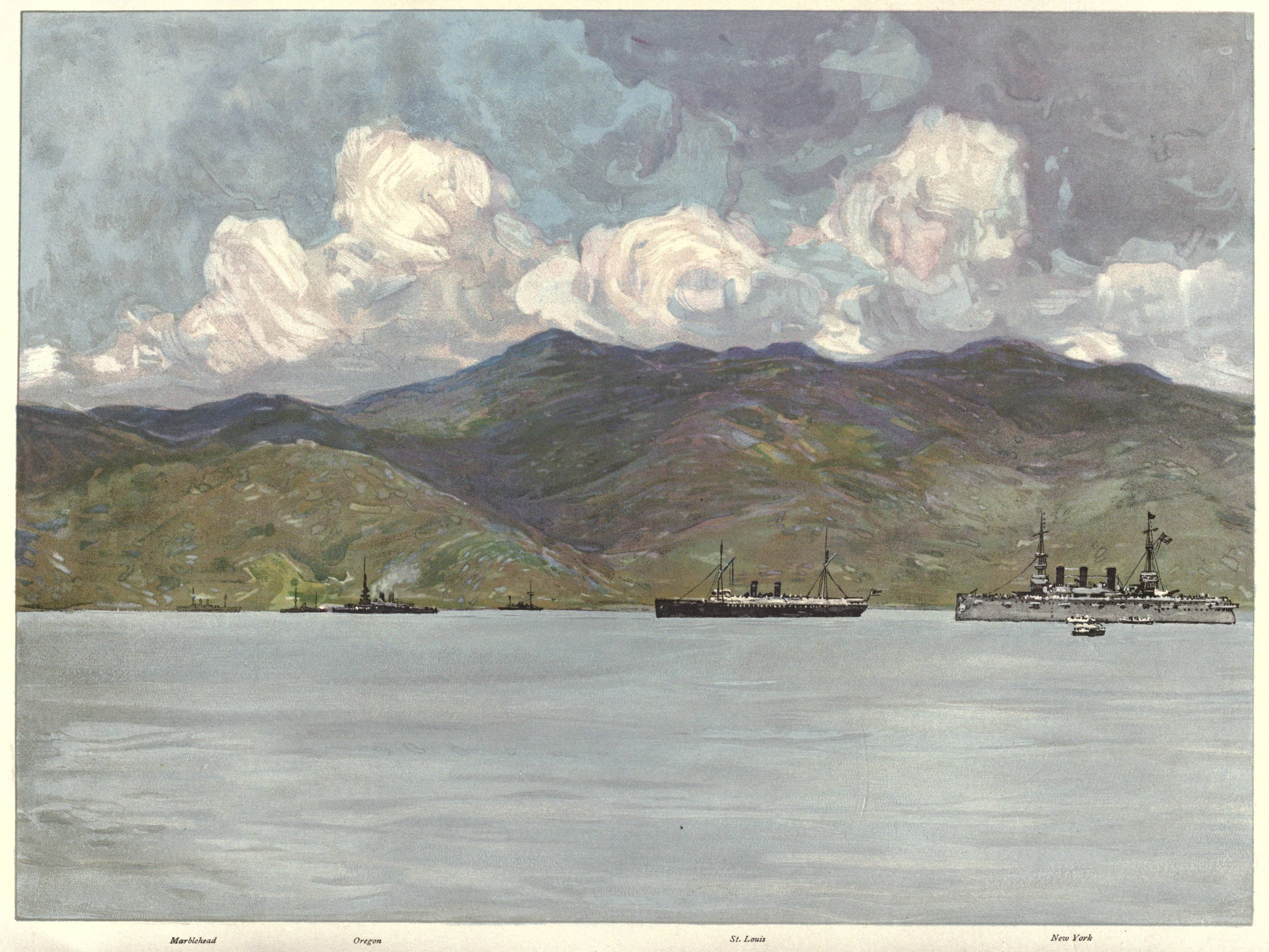 US warships off the coast near Santiago, 06-03-1898