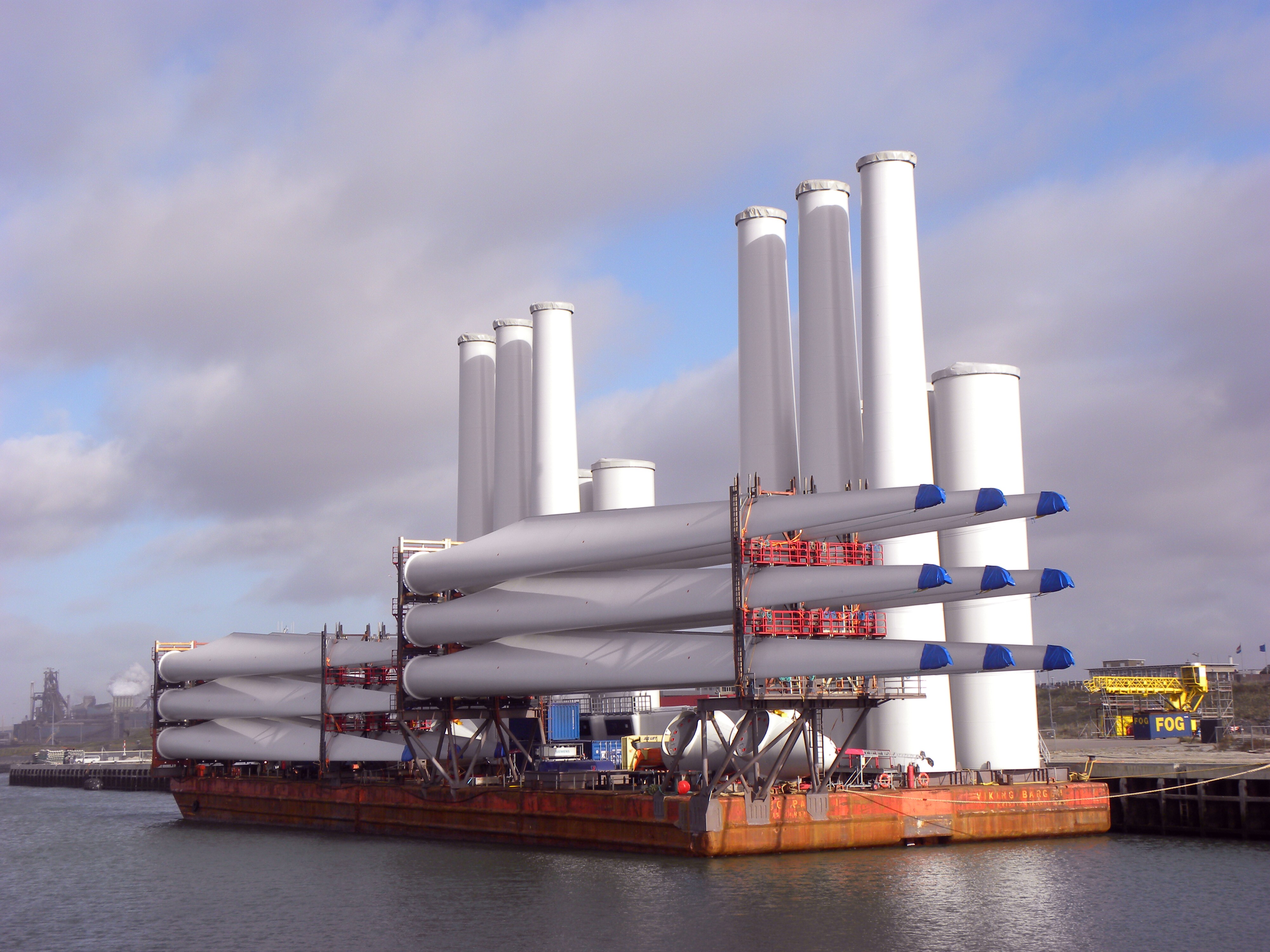 Wind turbines on a barge