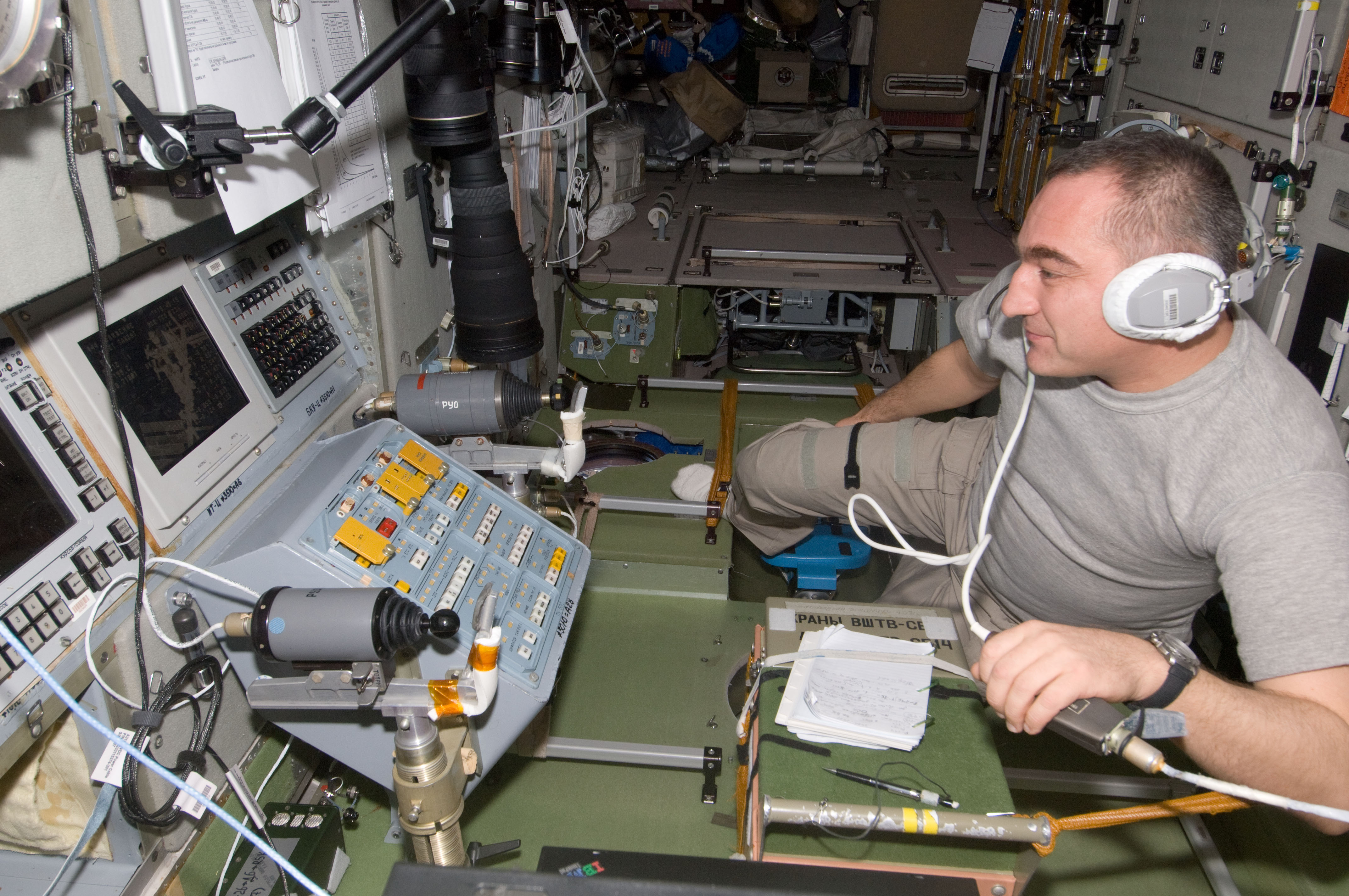 ISS-24 Alexander Skvortsov monitors data at TORU