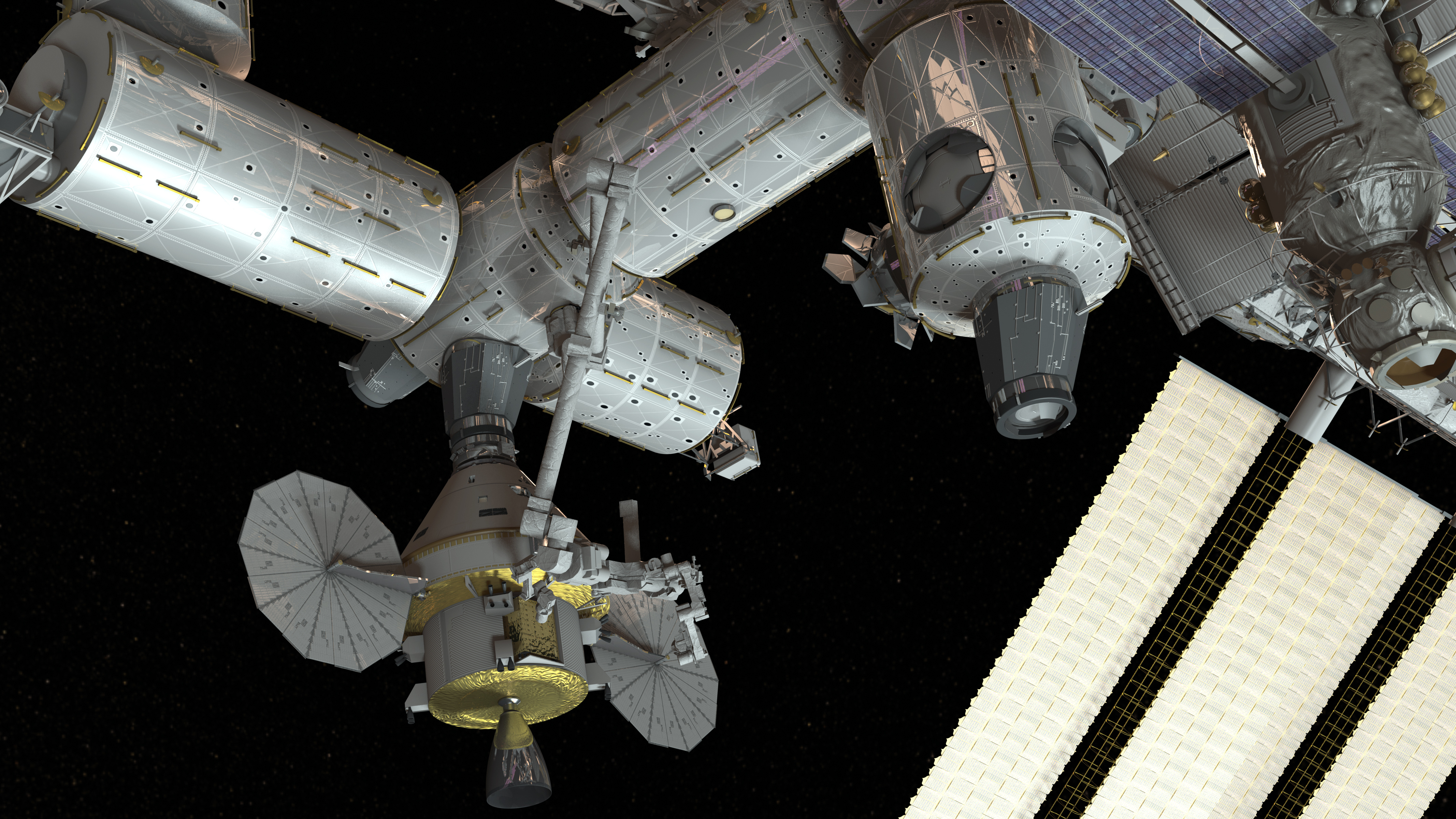 Orion docked to ISS concept