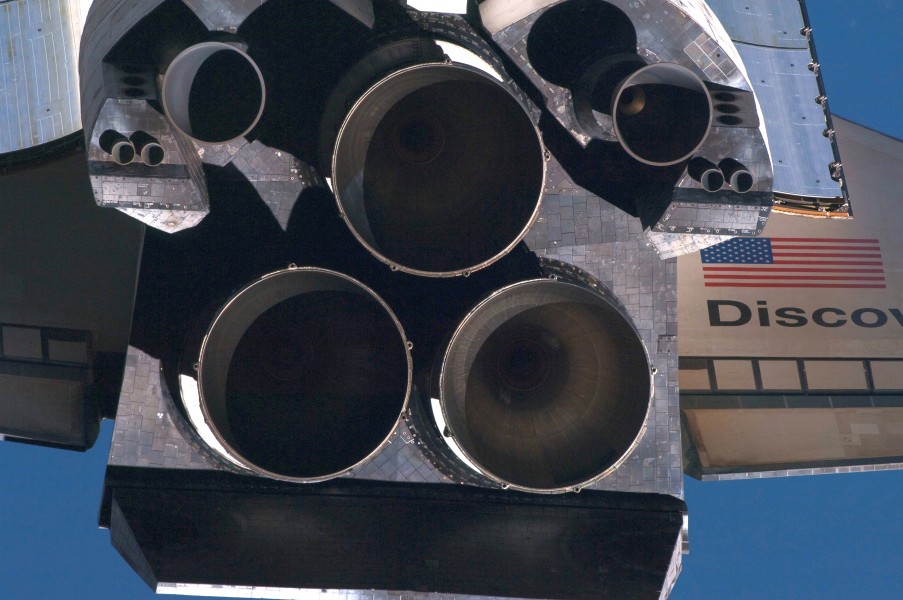 Aft Portion Of Discovery Including Three Main Engines During RPM