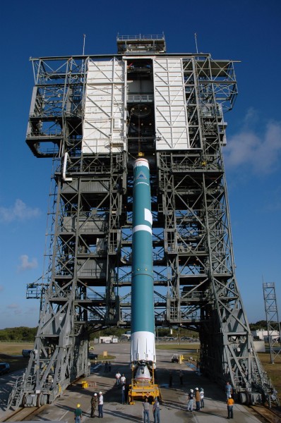 Delta II first stage erection