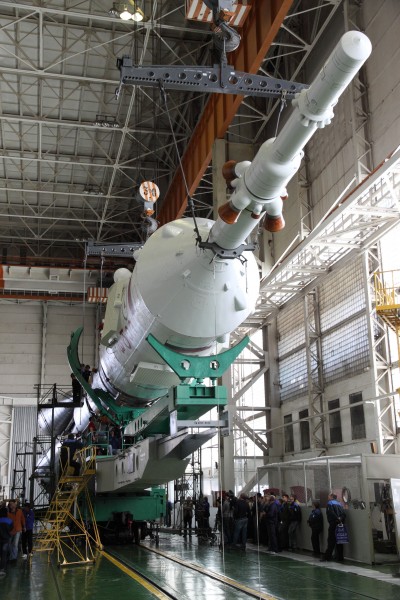 Soyuz TMA-22 spacecraft is mated with the rest of the rocket