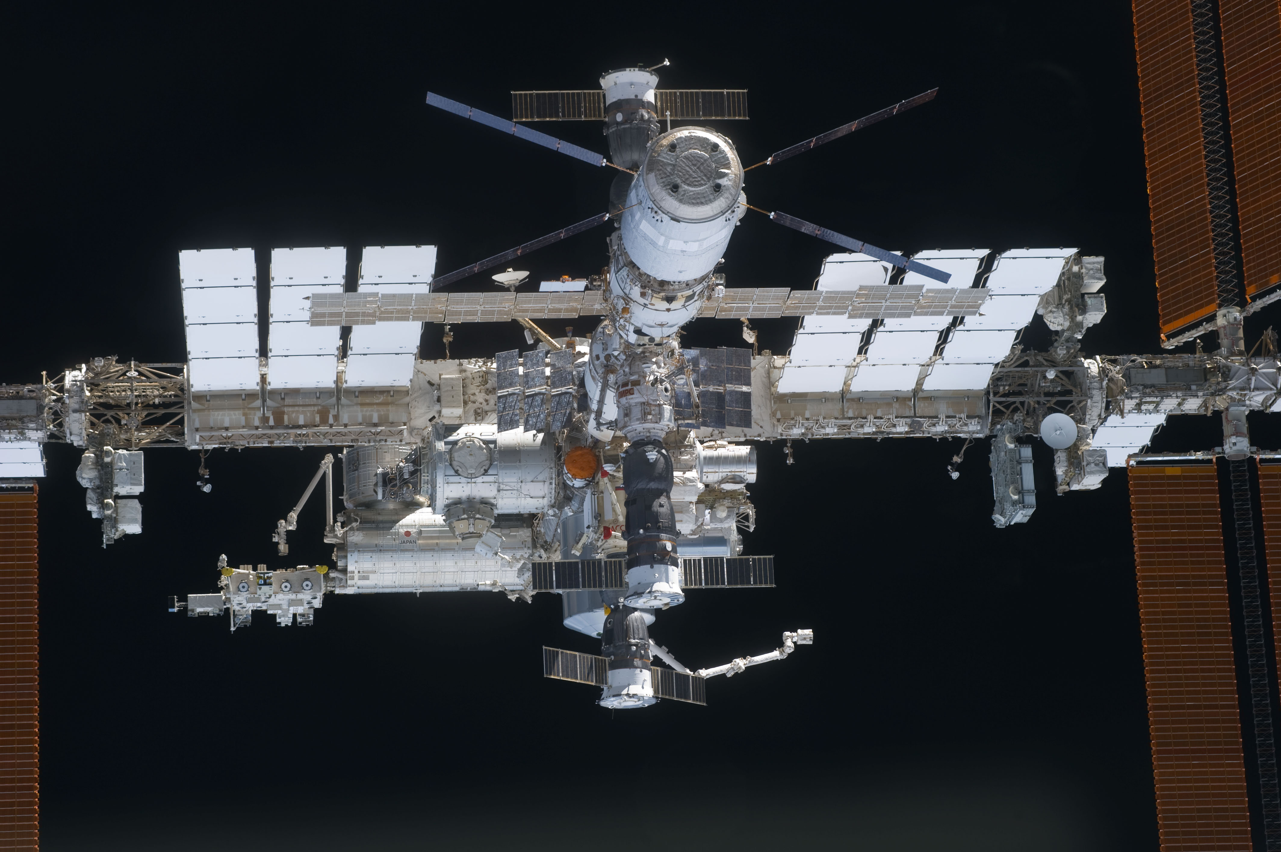 STS-133 International Space Station after undocking (close-up)