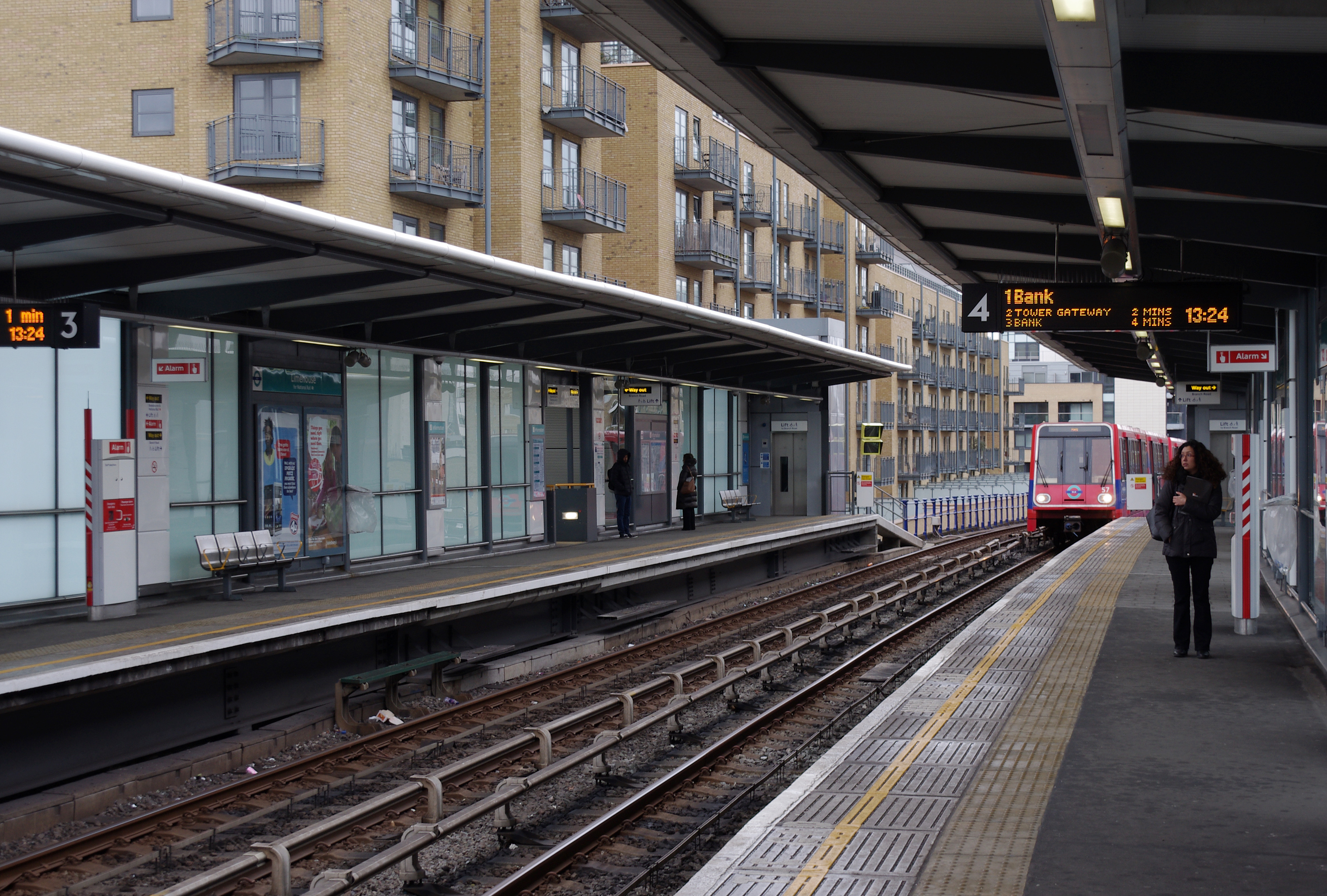 Limehouse station MMB 14 DLR 57