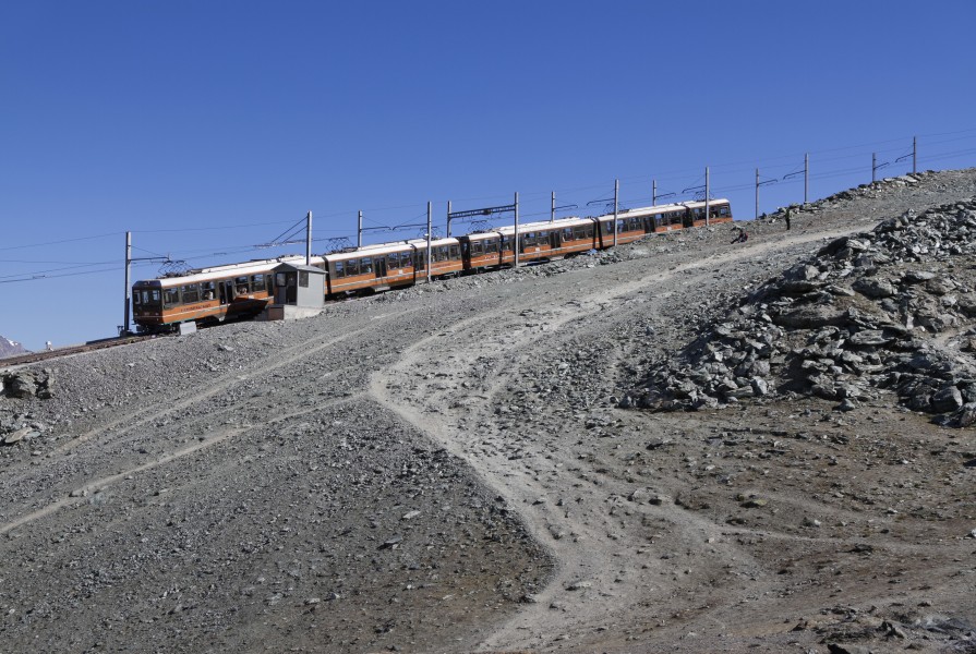 Gornergratbahn train in Gornergrat, Wallis, Switzerland, 2012 August