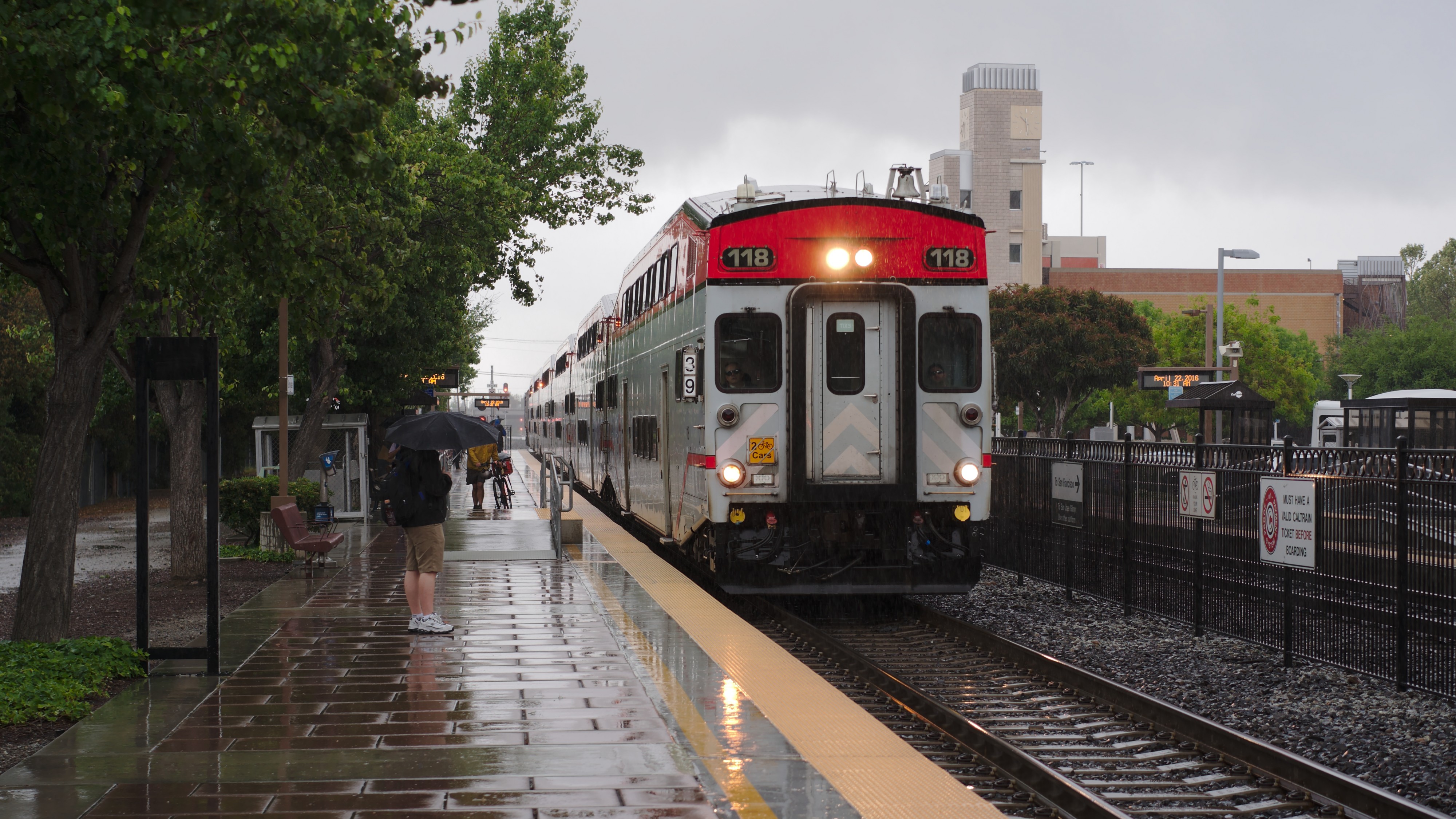 Sunnyvale Caltrain Station on a rainy day